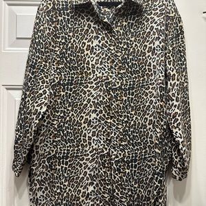 Beautiful Leopard Silk “ FR” Long Sleeve Blouse